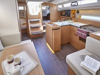 Galley of Bonjour, a Jeanneau Sun Odyssey 410 sailboat at Grad Kaštela, Croatia