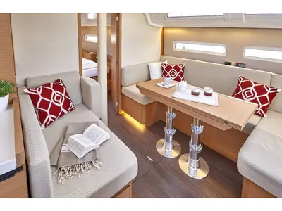 Salon of Bonjour, a Jeanneau Sun Odyssey 410 sailboat at Grad Kaštela, Croatia