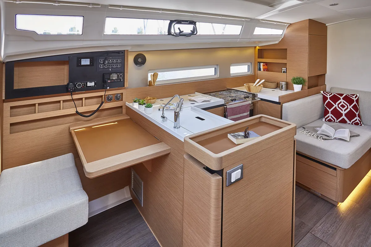 Galley of Bonjour, a Jeanneau Sun Odyssey 410 sailboat at Grad Kaštela, Croatia