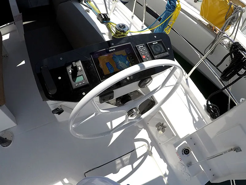 Cockpit of Anita, a Dufour 41 sailboat at Grad Šibenik, Croatia