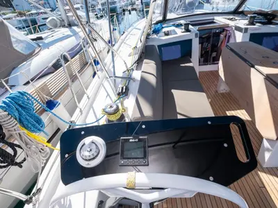 Cockpit of Anita, a Dufour 41 sailboat at Grad Šibenik, Croatia