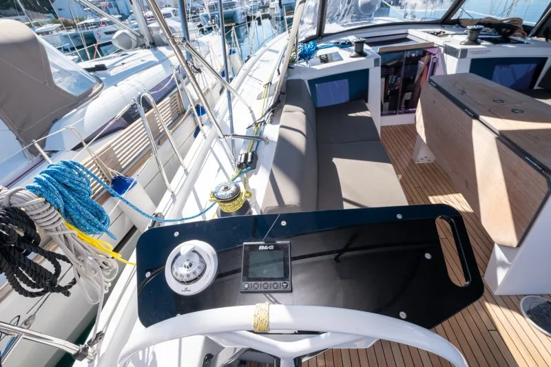 Cockpit of Anita, a Dufour 41 sailboat at Grad Šibenik, Croatia