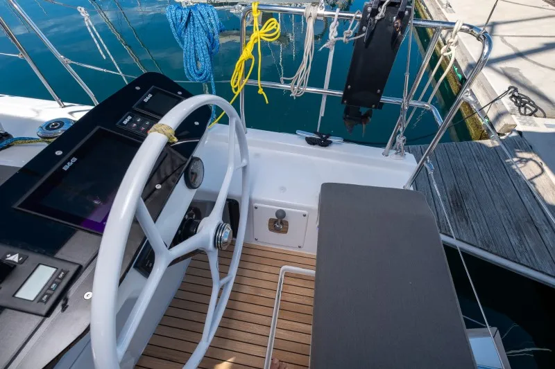 Cockpit of Anita, a Dufour 41 sailboat at Grad Šibenik, Croatia