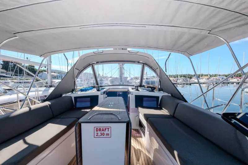 Deck of Anita, a Dufour 41 sailboat at Grad Šibenik, Croatia