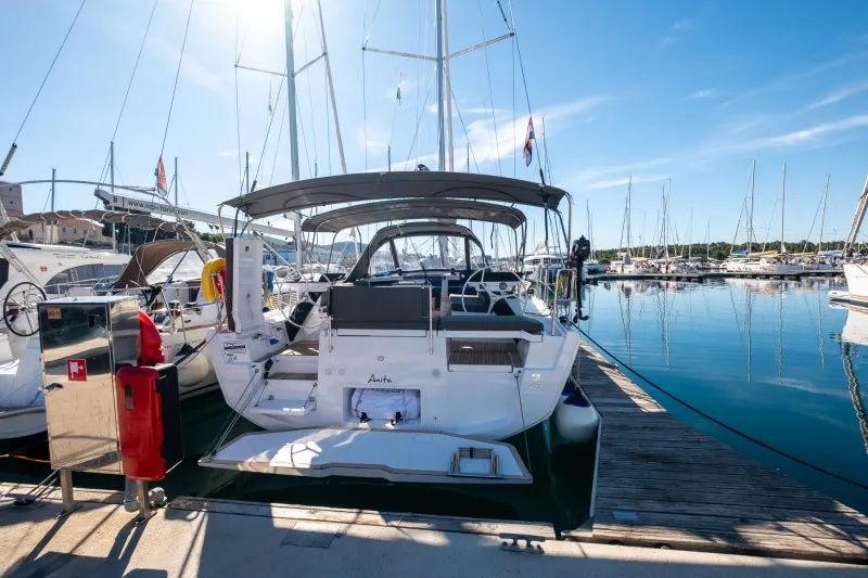 Exterior view of Anita, a Dufour 41 sailboat at Grad Šibenik, Croatia