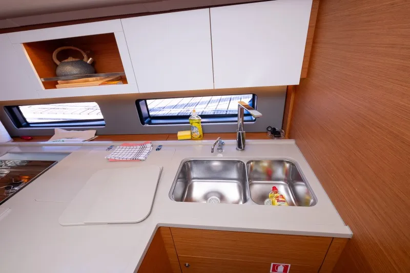 Deck of Anita, a Dufour 41 sailboat at Grad Šibenik, Croatia