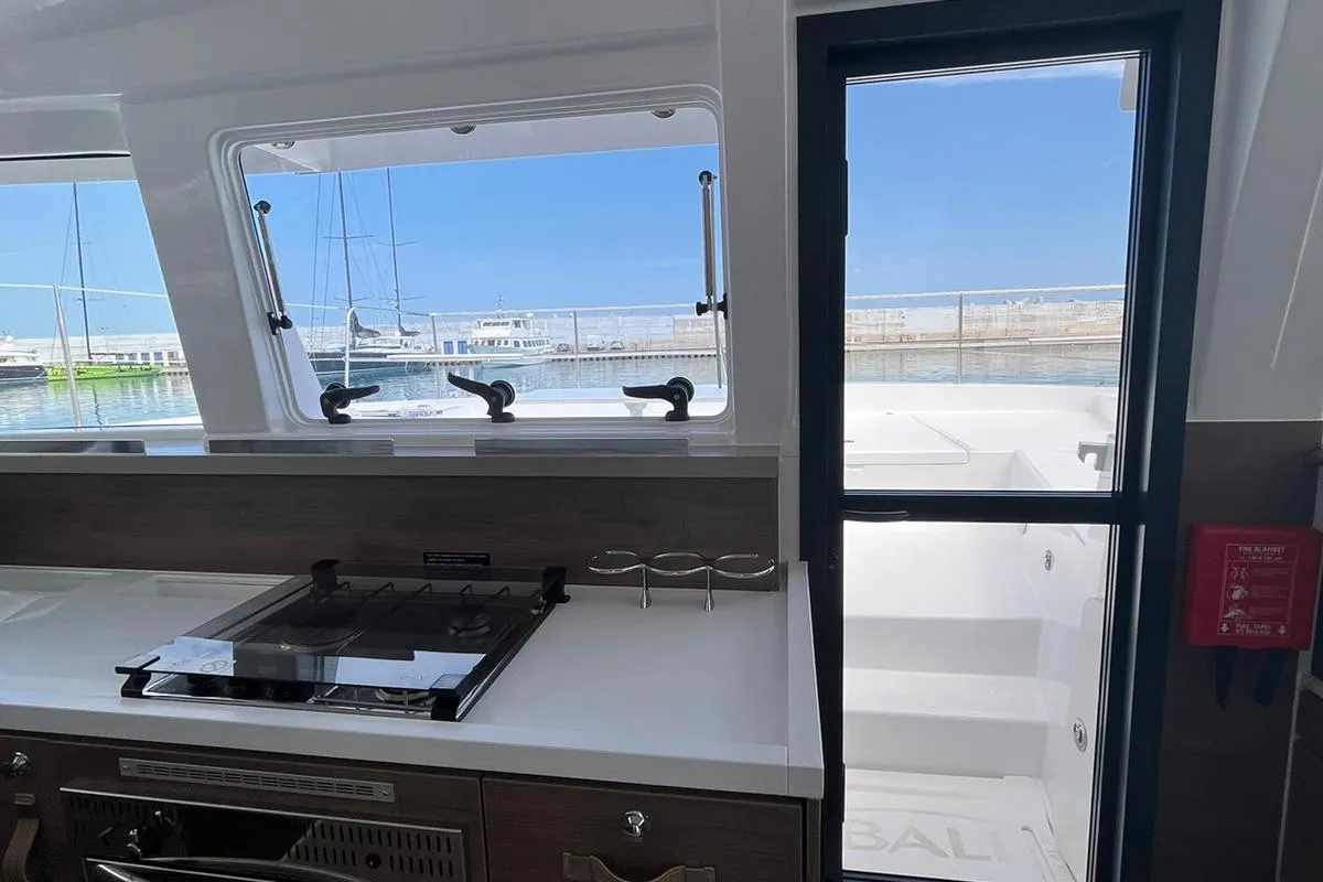 Galley of aMare, a Bali 4.2 catamaran at Capo d'Orlando, Italy
