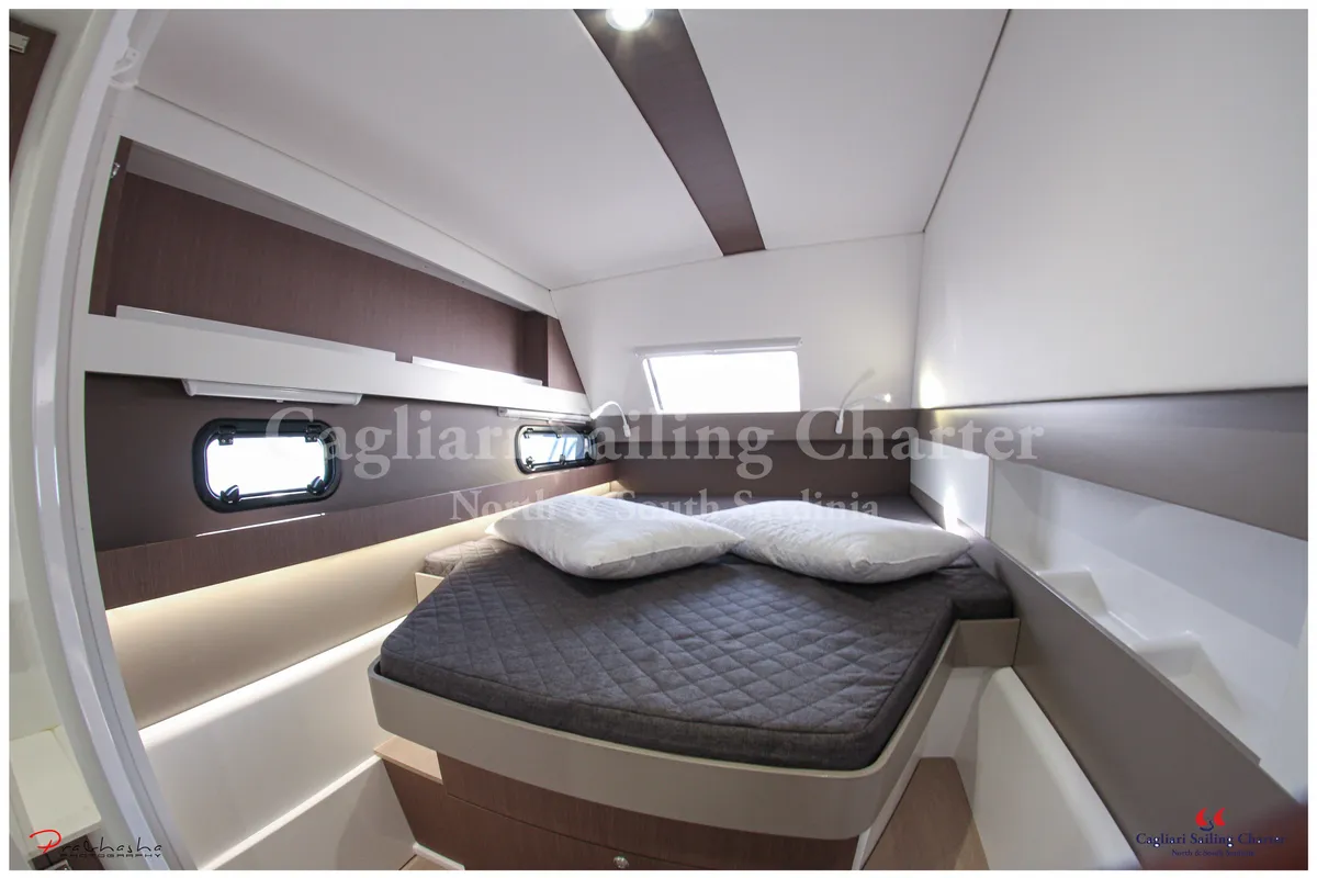 Cabin on Rena Majore, a Bali 4.1 catamaran at Cagliari, Italy