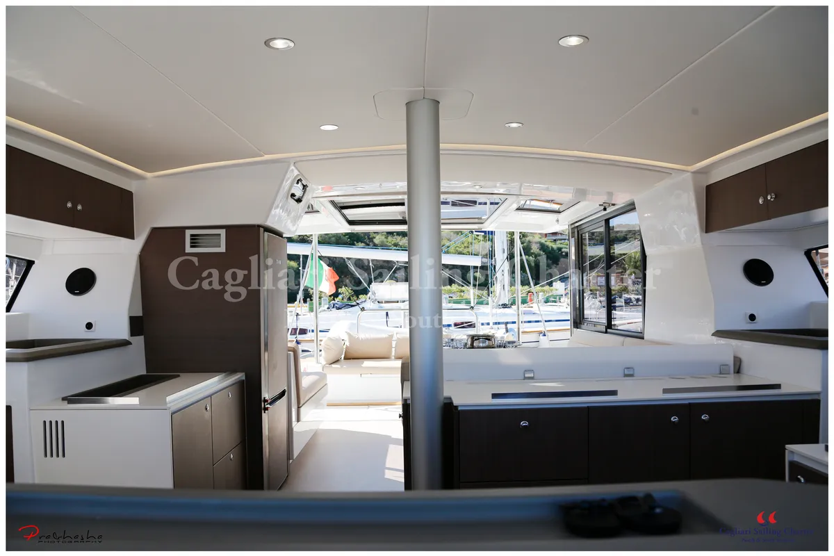 Galley of Rena Majore, a Bali 4.1 catamaran at Cagliari, Italy