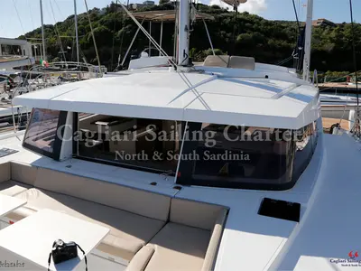 Deck of Rena Majore, a Bali 4.1 catamaran at Cagliari, Italy