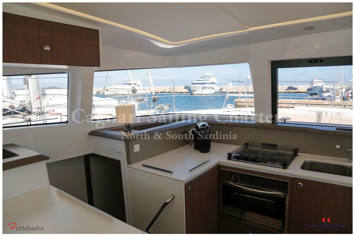Galley of Rena Majore, a Bali 4.1 catamaran at Cagliari, Italy