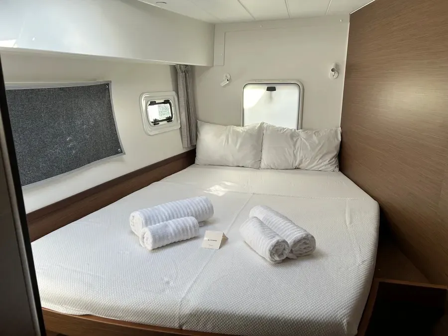 Cabin on Fujin, a Lagoon 42 catamaran at Fethiye, Turkey