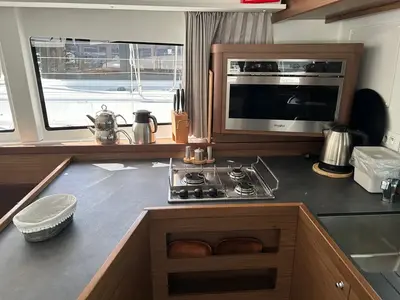 Galley of Fujin, a Lagoon 42 catamaran at Fethiye, Turkey