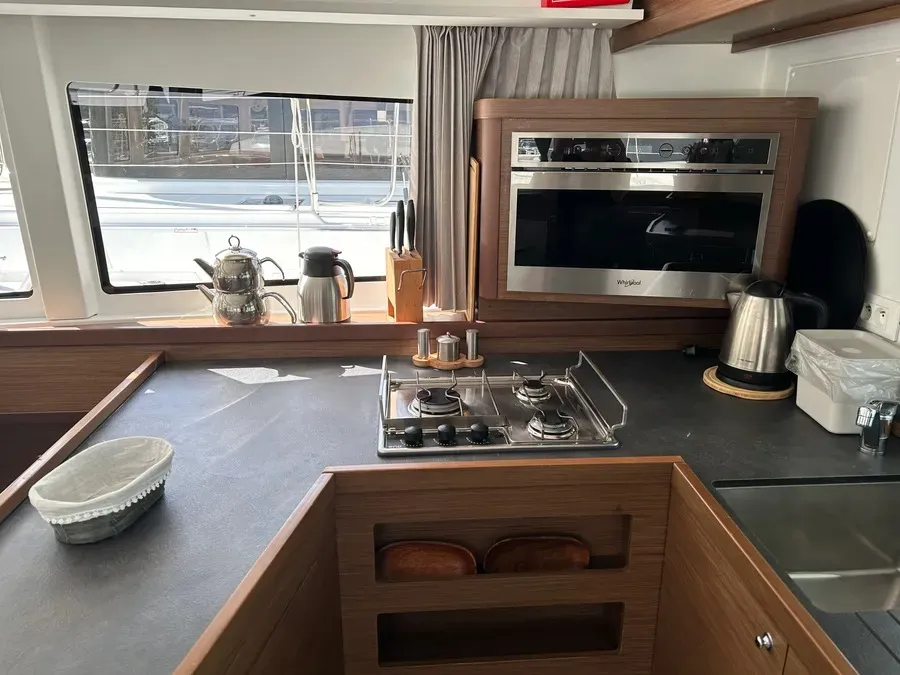 Galley of Fujin, a Lagoon 42 catamaran at Fethiye, Turkey