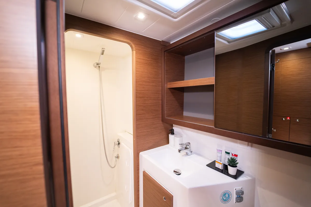 Head on Fujin, a Lagoon 42 catamaran at Fethiye, Turkey