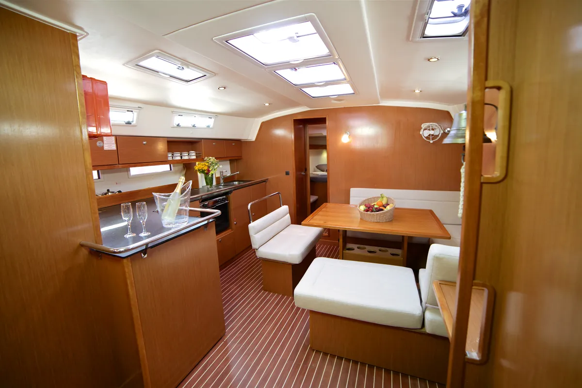 Salon of Sail Bravo, a Bavaria Cruiser 45 sailboat at Fethiye, Turkey