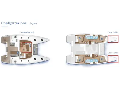Floor plan of Colombo 40 - Premium line, a Lagoon 42 catamaran at Tropea, Italy