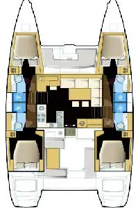 Floor plan of Nada, a Lagoon 450 catamaran at Seget Donji, Croatia