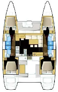 Floor plan of Nada, a Lagoon 450 catamaran at Seget Donji, Croatia