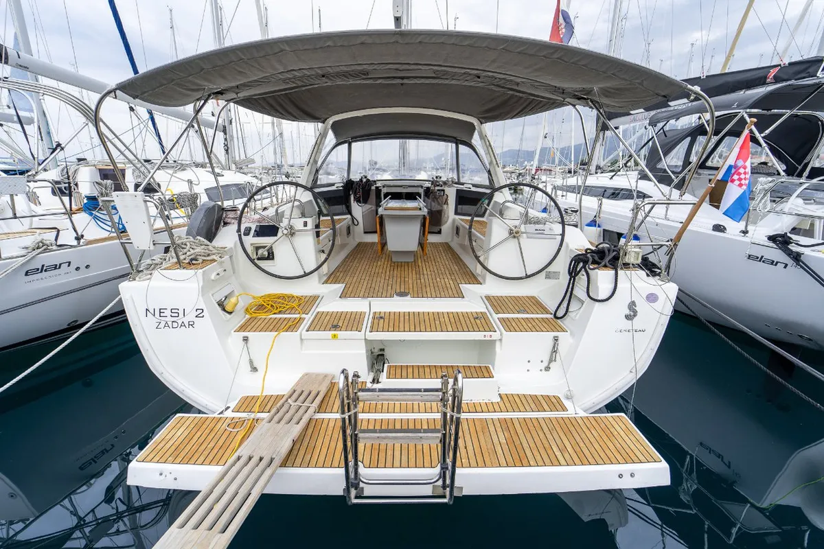 Cockpit of Nesi 2, a Beneteau Oceanis 45 sailboat at Grad Kaštela, Croatia