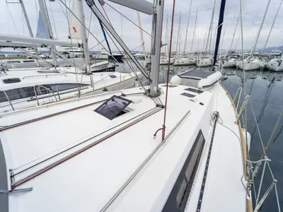 Deck of Nesi 2, a Beneteau Oceanis 45 sailboat at Grad Kaštela, Croatia