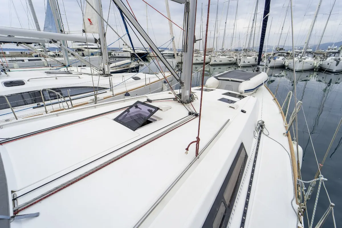 Deck of Nesi 2, a Beneteau Oceanis 45 sailboat at Grad Kaštela, Croatia