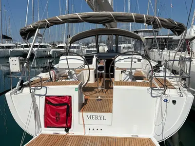 Cockpit of Meryl, a Hanse 458 sailboat at Kaštela, Croatia
