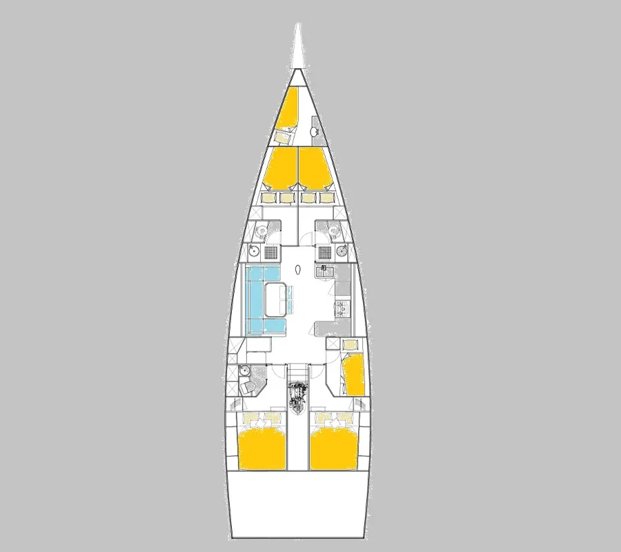 Floor plan of Dora, a More 55 sailboat at Seget Donji, Croatia