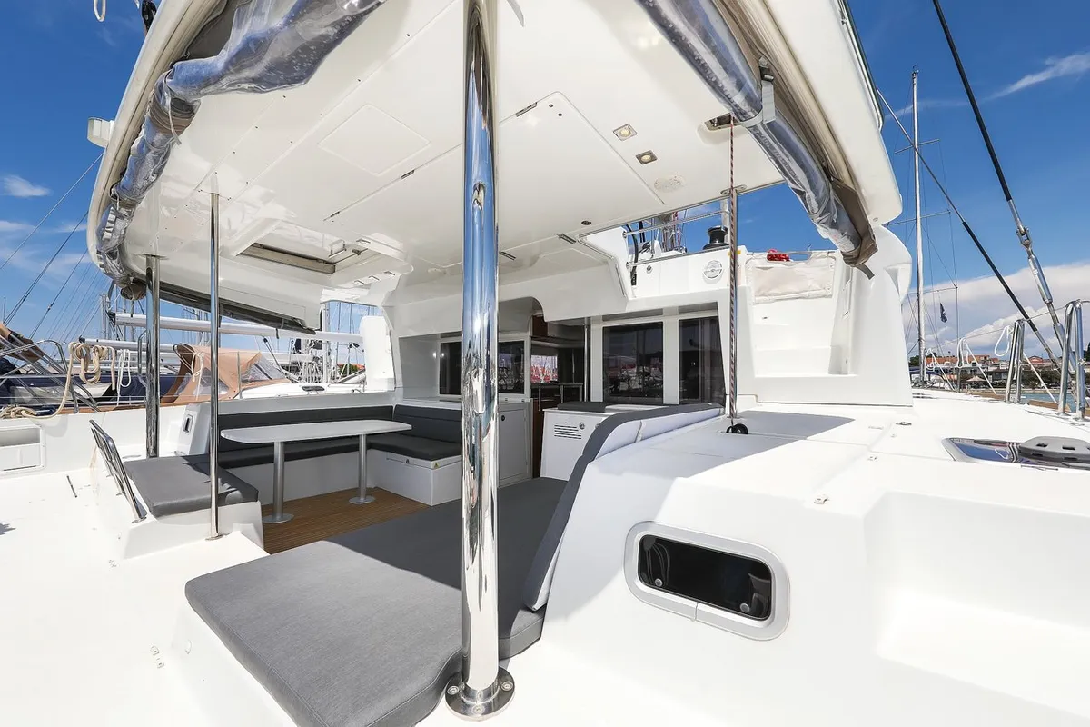 Deck of Fortuna, a Lagoon 450 catamaran at Pirovac, Croatia