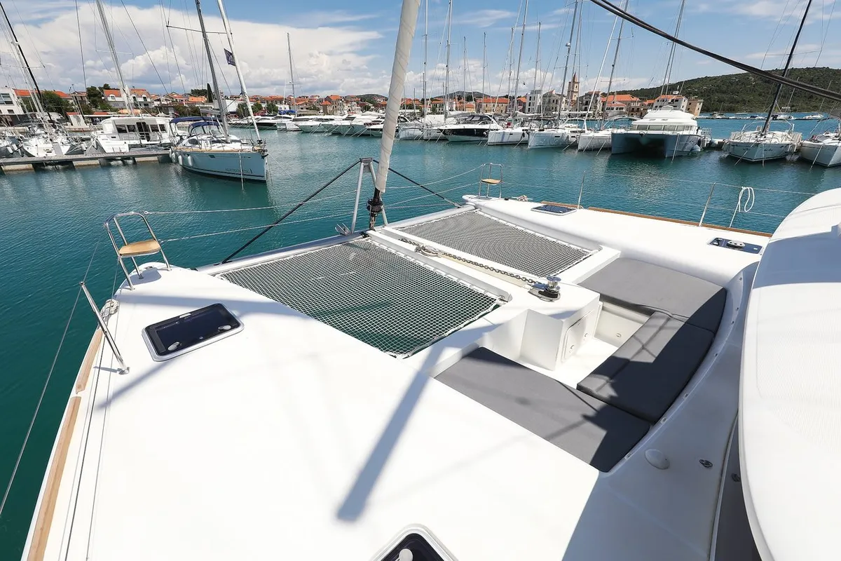 Deck of Fortuna, a Lagoon 450 catamaran at Pirovac, Croatia