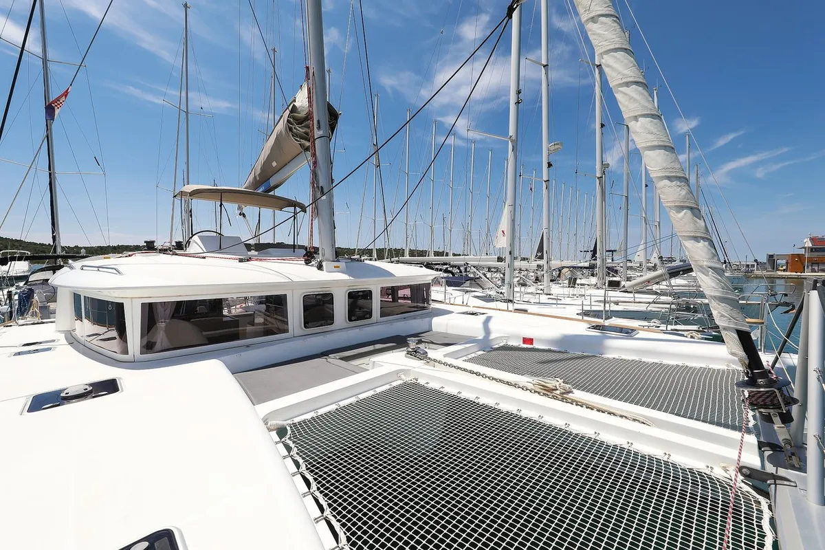 Deck of Fortuna, a Lagoon 450 catamaran at Pirovac, Croatia