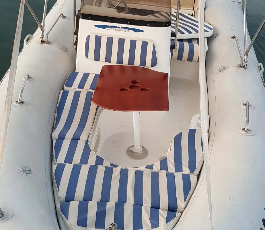 Deck of Medline 2, a Zodiac Medline 2 motorboat at Punat, Croatia