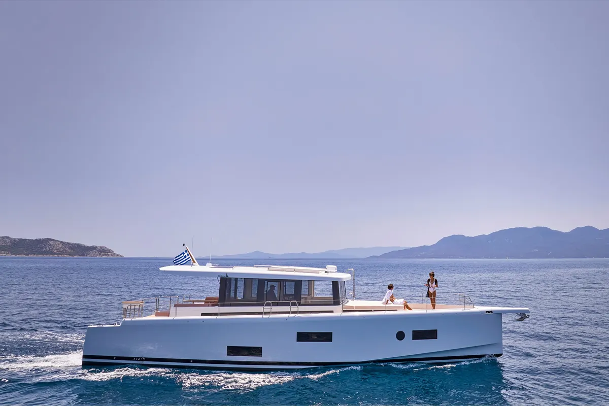 N.ICE, a Gulet Omikron OT60 motorboat at Athens, Greece