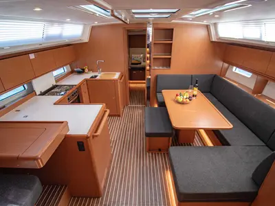 Salon of Sestrica Vela, a Bavaria C46 sailboat at Split, Croatia