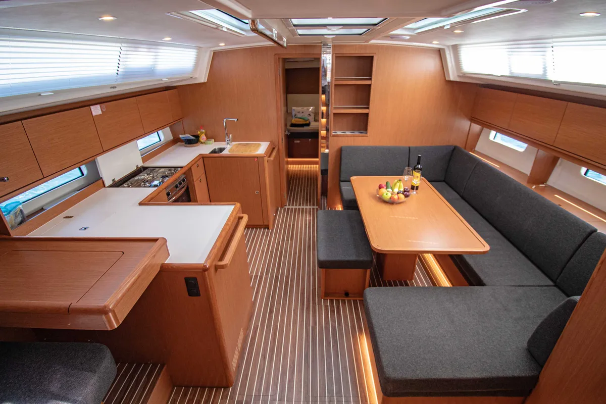Salon of Sestrica Vela, a Bavaria C46 sailboat at Split, Croatia