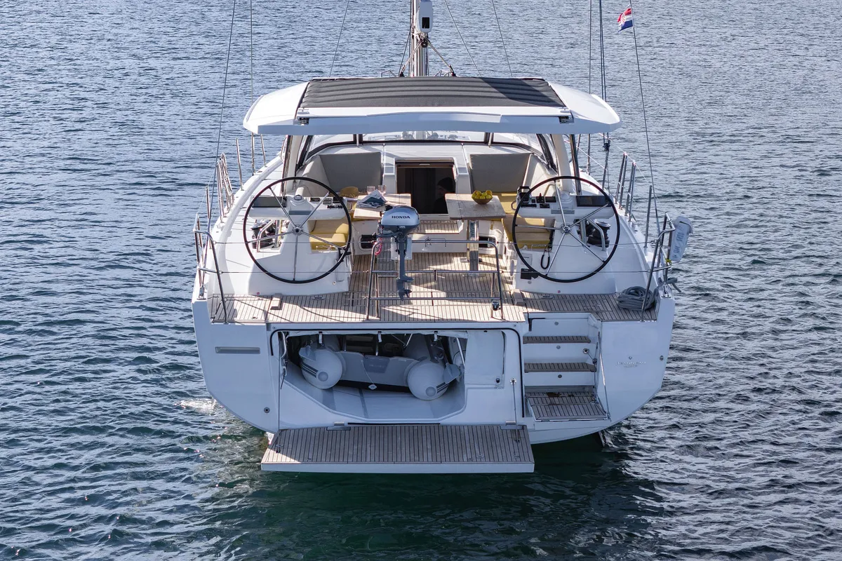 Deck of Friends, a Jeanneau 60 sailboat at Seget Donji, Croatia