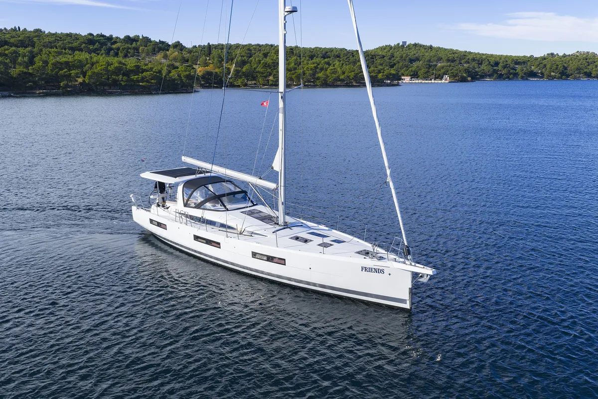 Exterior view of Friends, a Jeanneau 60 sailboat at Seget Donji, Croatia