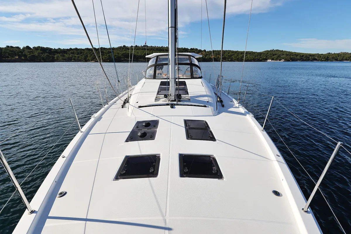 Deck of Friends, a Jeanneau 60 sailboat at Seget Donji, Croatia