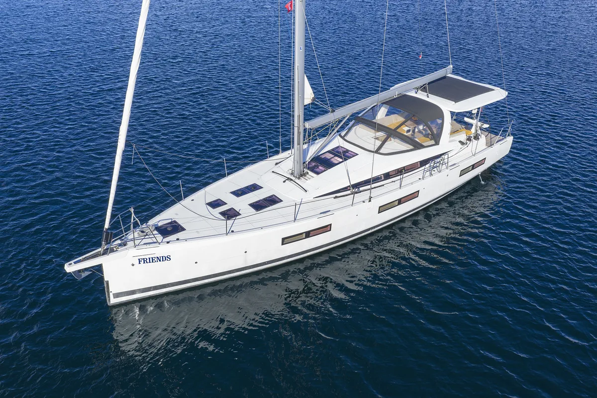 Exterior view of Friends, a Jeanneau 60 sailboat at Seget Donji, Croatia