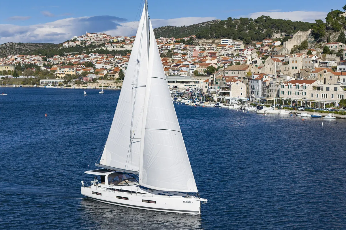 Exterior view of Friends, a Jeanneau 60 sailboat at Seget Donji, Croatia