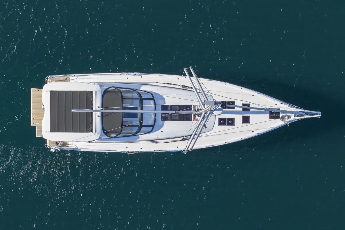 Exterior view of Friends, a Jeanneau 60 sailboat at Seget Donji, Croatia