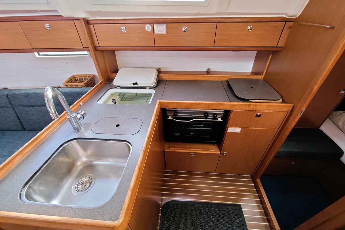 Galley of Hana, a Bavaria Cruiser 37 sailboat at Sukošan, Croatia