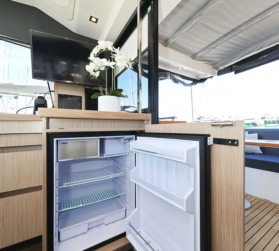 Galley of Tireless, a Sealine C390 motor yacht at Grad Kaštela, Croatia