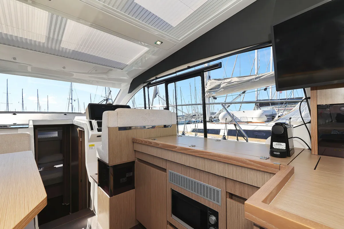 Galley of Tireless, a Sealine C390 motor yacht at Grad Kaštela, Croatia