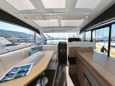 Salon of Tireless, a Sealine C390 motor yacht at Grad Kaštela, Croatia