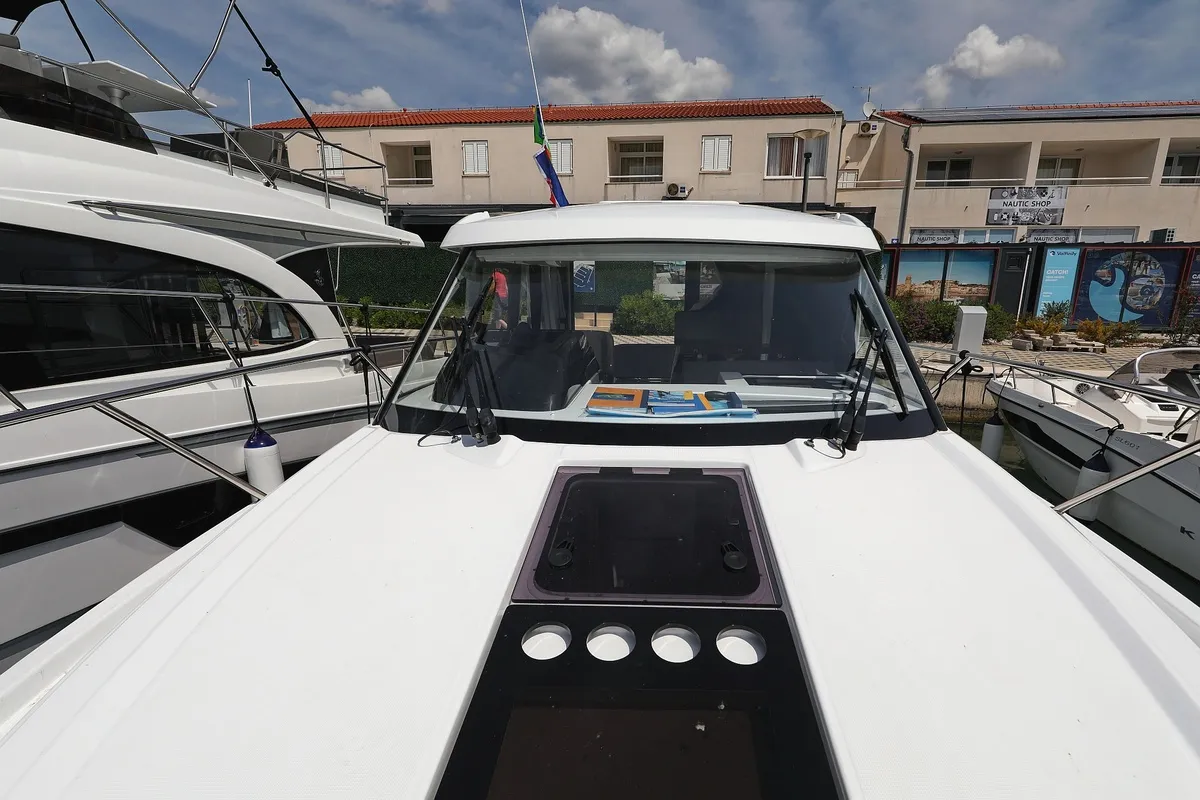 Exterior view of Aurora, a Beneteau Antares 9 OB motorboat at Pirovac, Croatia