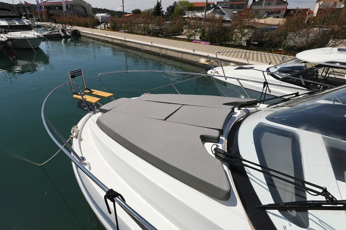 Deck of Aurora, a Beneteau Antares 9 OB motorboat at Pirovac, Croatia