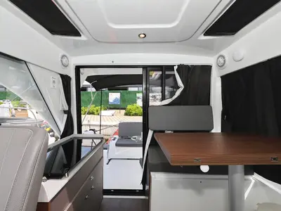 Salon of Aurora, a Beneteau Antares 9 OB motorboat at Pirovac, Croatia