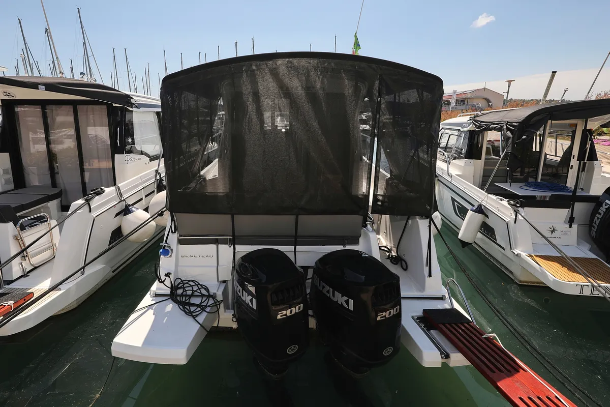 Exterior view of Aurora, a Beneteau Antares 9 OB motorboat at Pirovac, Croatia