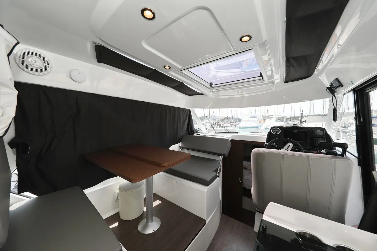 Salon of Aurora, a Beneteau Antares 9 OB motorboat at Pirovac, Croatia